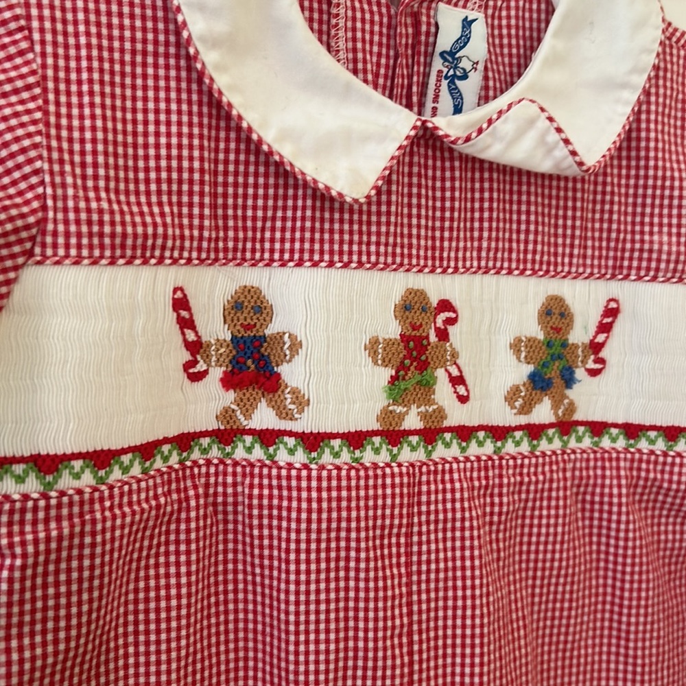 Boys Smoked Gingerbread Romper. 18M